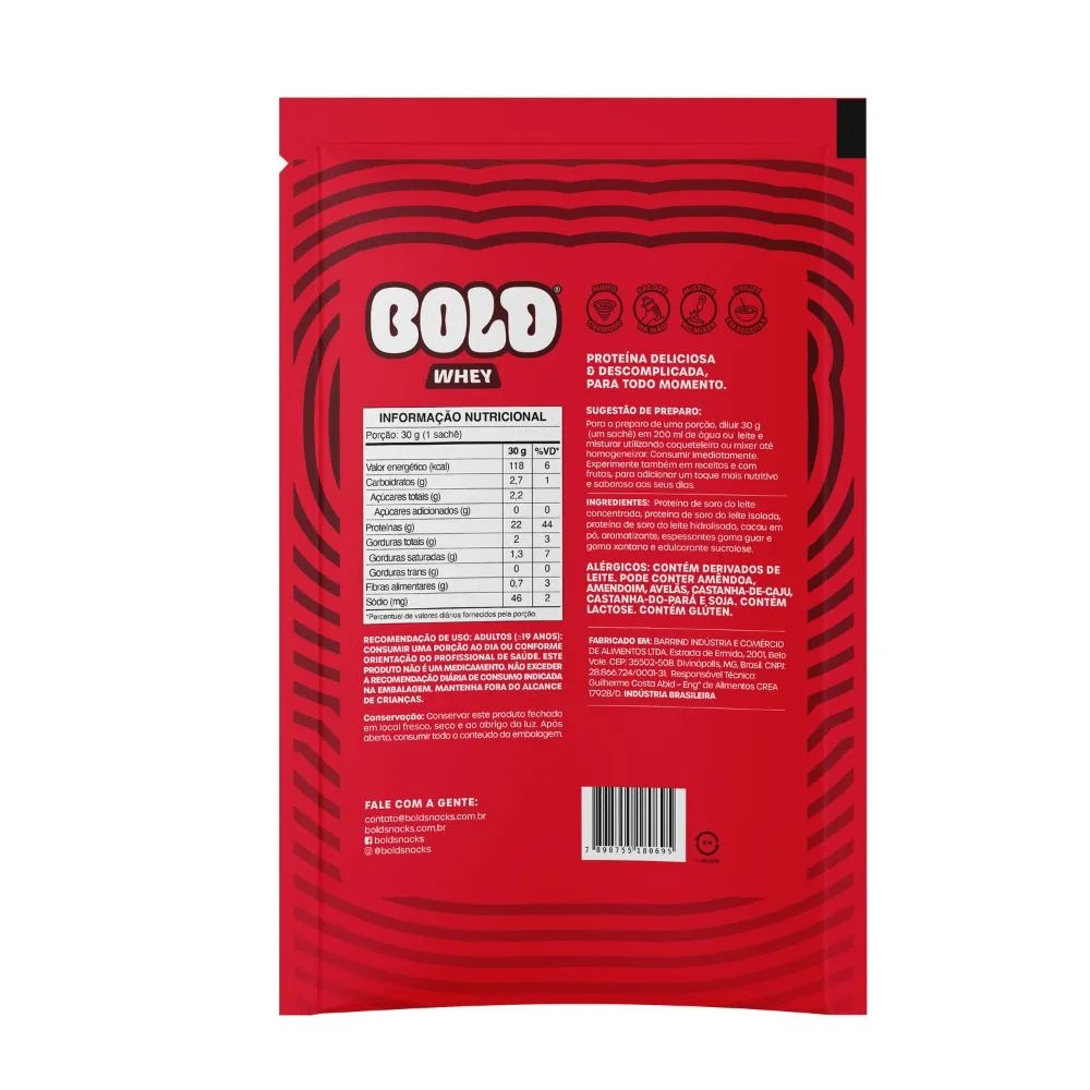 Suplemento Bold Whey Chocolate Ao Leite 30g — foto do produto em fundo branco