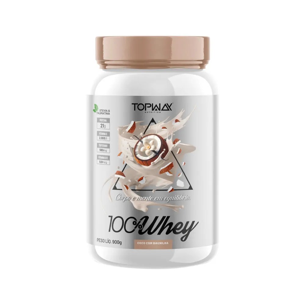 Suplemento Topway 100% Whey 900gr Coco Com Baunilha — foto do produto em fundo branco