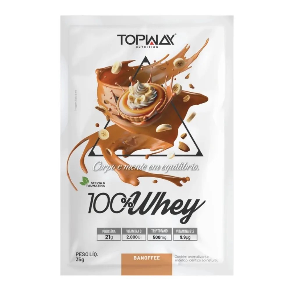 Topway 100% Whey 35g Banoffe — foto do produto em fundo branco