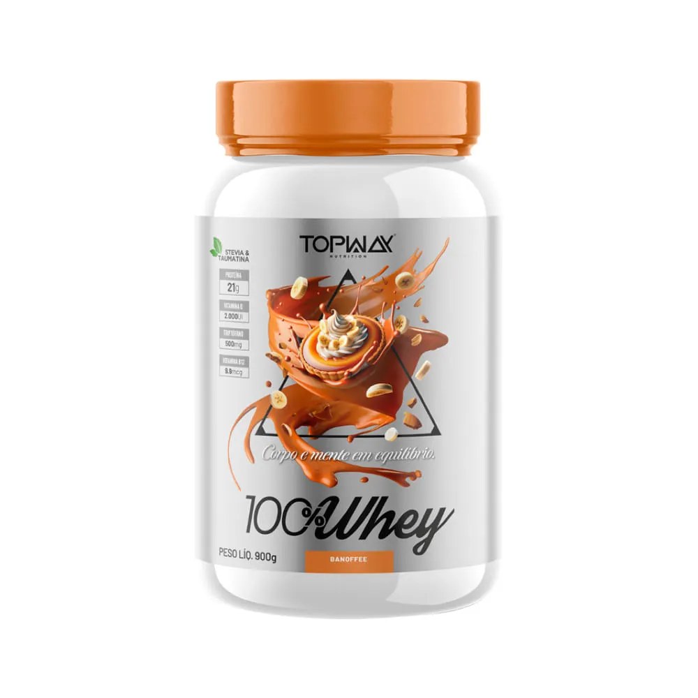 Topway 100% Whey 900gr Banoffe — foto do produto em fundo branco