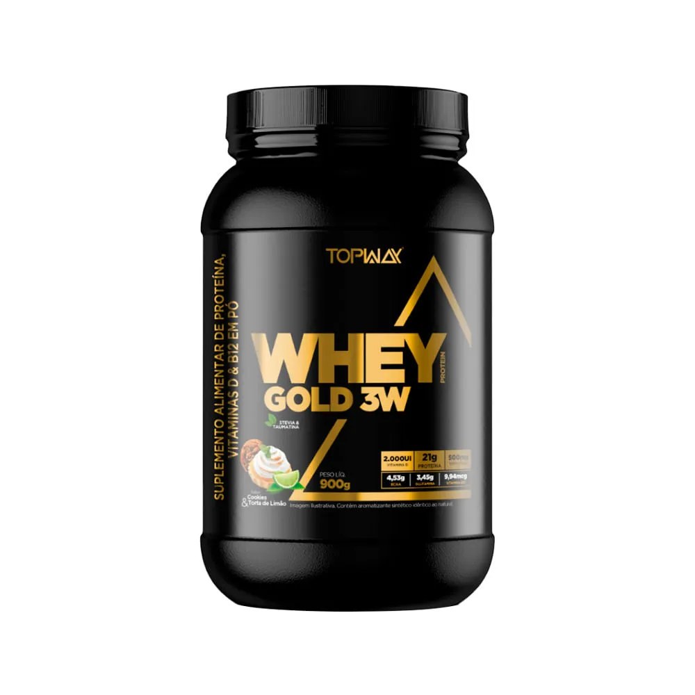 Topway Whey Gold 3w 900gr Cookies Limao — foto do produto em fundo branco