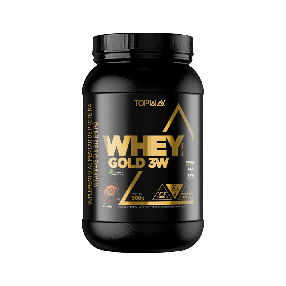 Topway Whey Gold 3w 900gr Cookies — foto do produto em fundo branco